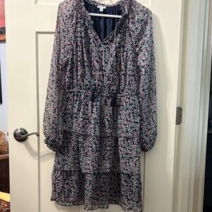 dip Floral Long Sleeve Dress - Blue and Pink